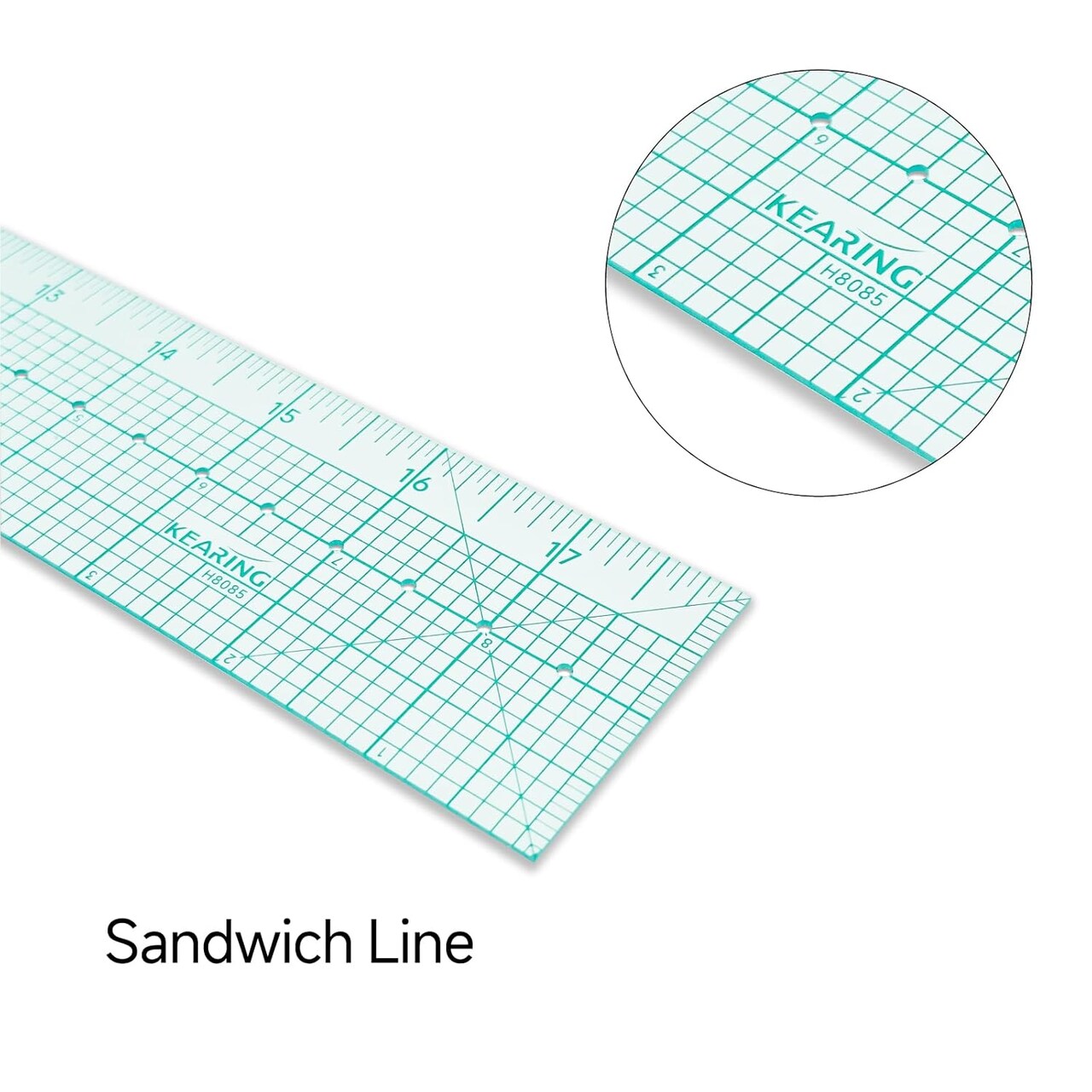 Clear Sewing Ruler: Quilting & Pattern Grading, 1.2mm Plastic